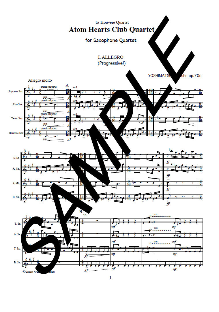 Atom Hearts Club Quartet for Saxophone Quartet