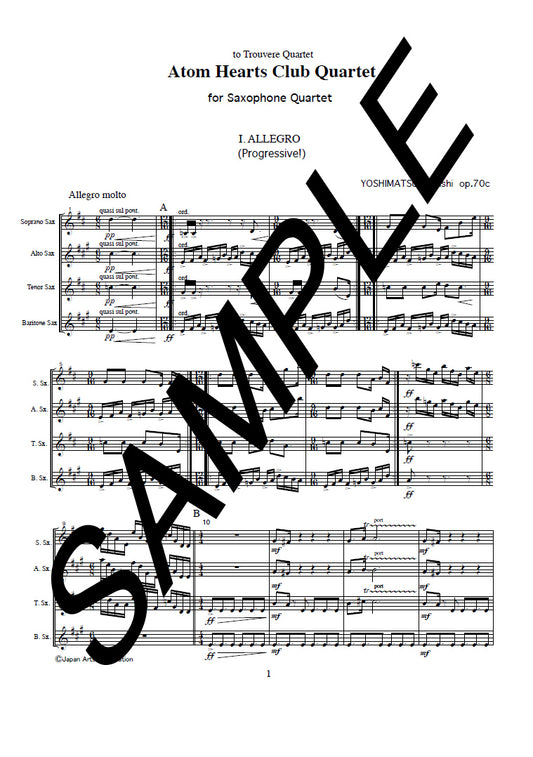 Atom Hearts Club Quartet for Saxophone Quartet