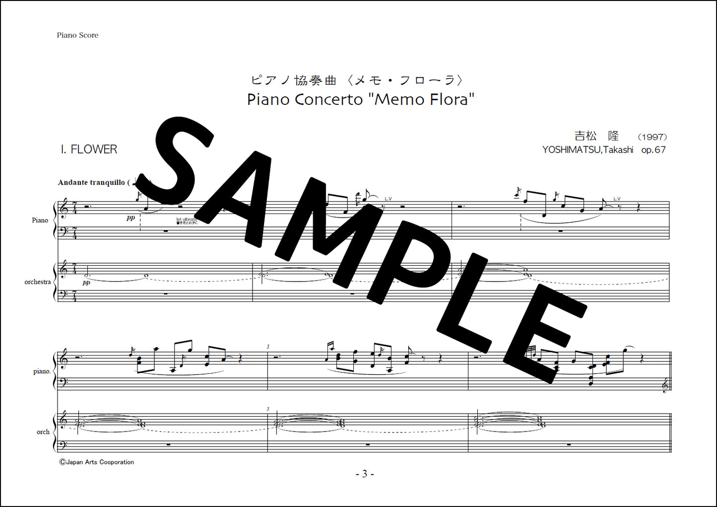 Piano Concerto "Memo Flora" op.67 Piano Reduction